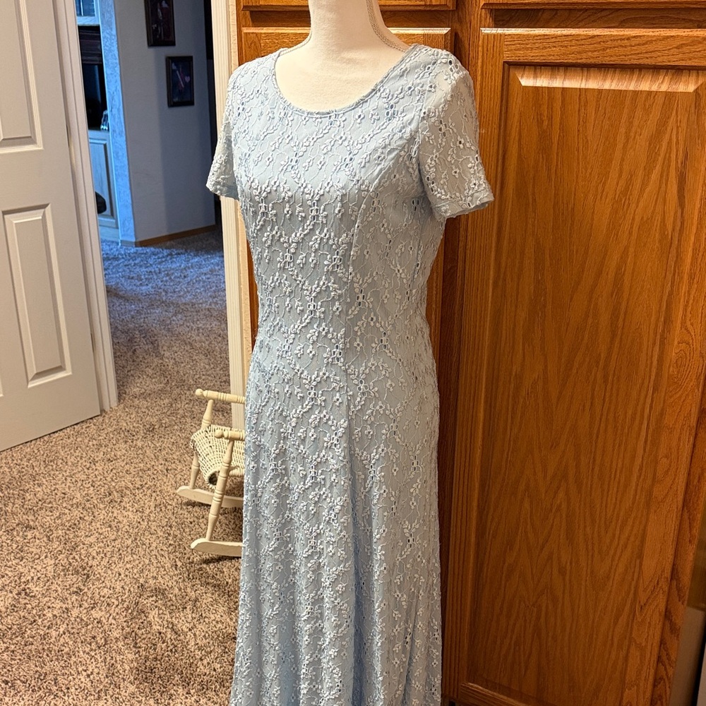 Chic Light Blue Lace Maxi Dress- matching mom and daughters dresses